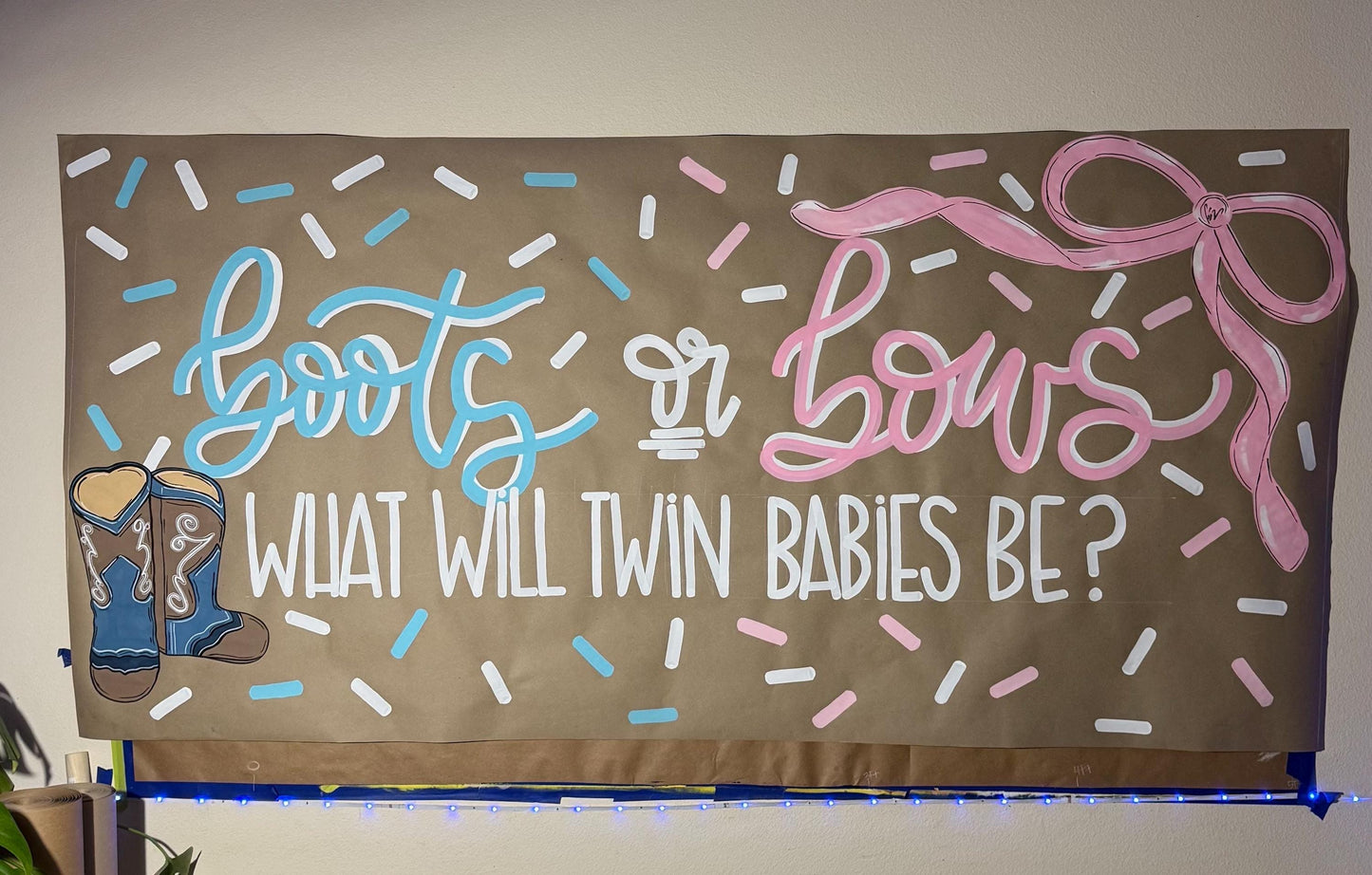 Custom Banner Gender Reveal Hand Painted Party Decor Sign Poster