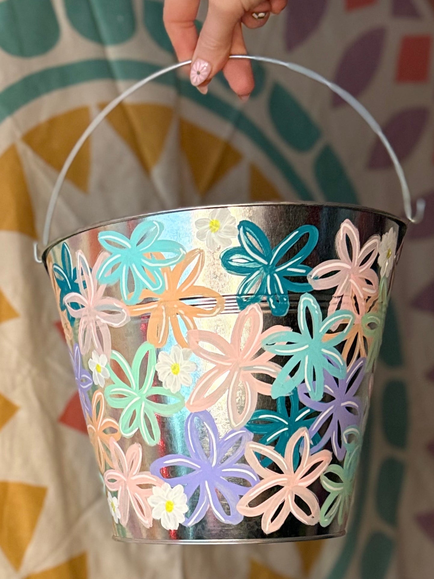 Easter Bucket Hand Painted