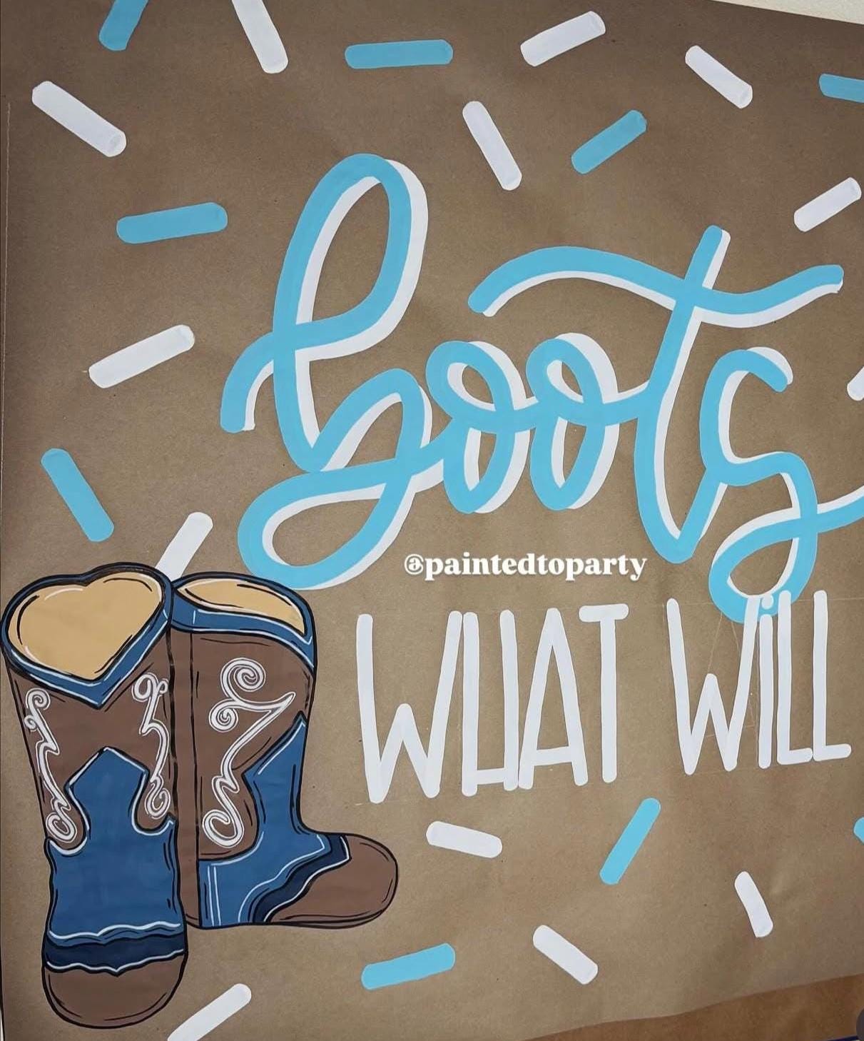 Custom Banner Gender Reveal Hand Painted Party Decor Sign Poster