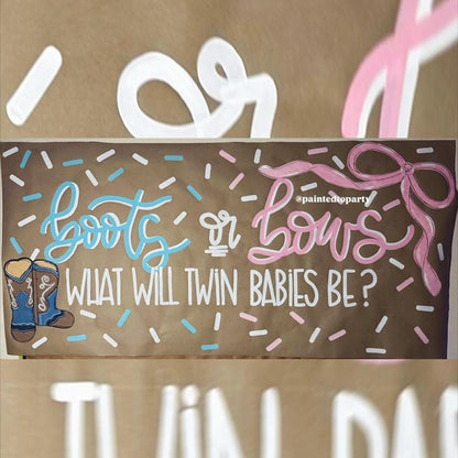 Custom Banner Gender Reveal Hand Painted Party Decor Sign Poster