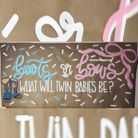 Custom Banner Gender Reveal Hand Painted Party Decor Sign Poster