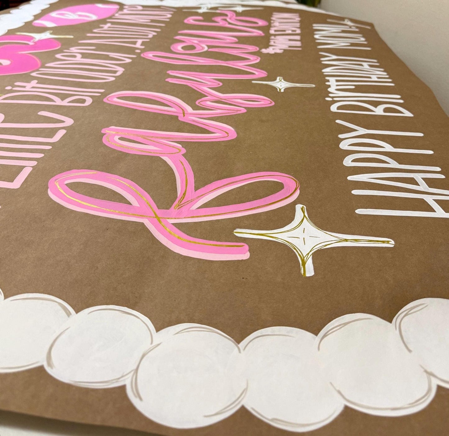 Custom Birthday Banner Painted Thick Paper: Tropical Theme Party Decor