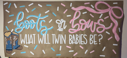 Custom Banner Gender Reveal Hand Painted Party Decor Sign Poster