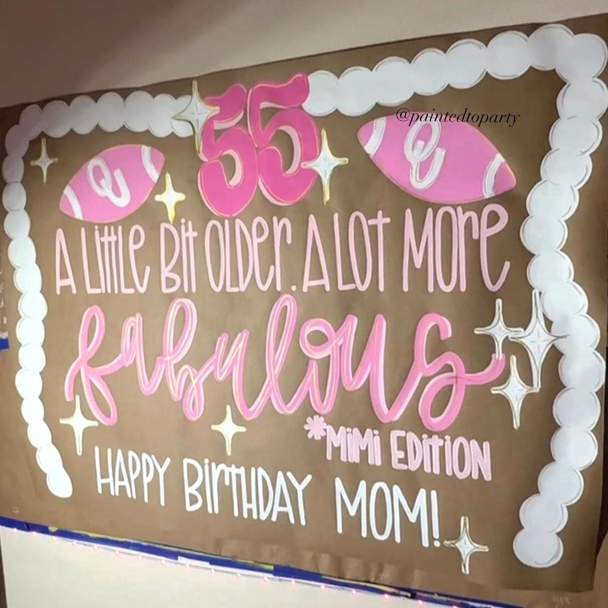 Birthday Banner Custom Hand Painted Kraft Butcher Paper Sign Personalized Party Decor