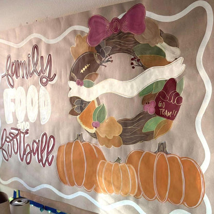 Holiday Banner Custom Hand Painted Sign Poster Christmas Thanksgiving Party Butcher Paper Decor