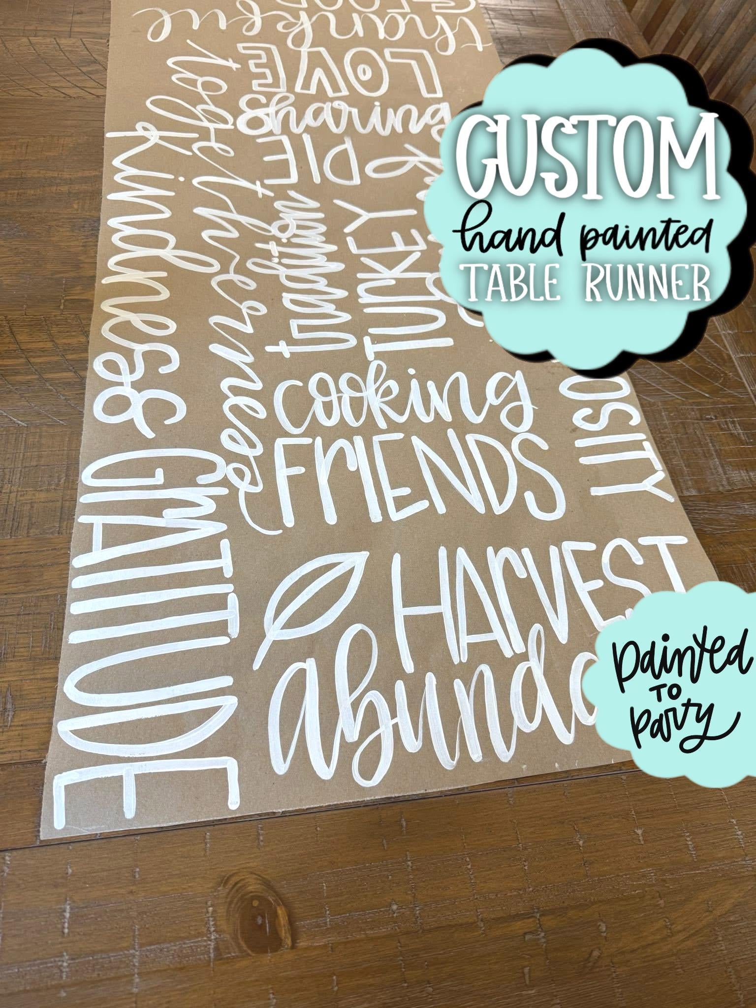 Custom Table Runner Hand Painted — Personalized Event Decor