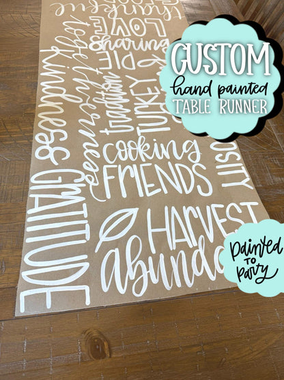 Custom Table Runner Hand Painted — Personalized Event Decor
