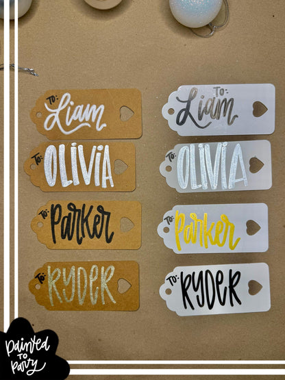Custom Hand-Written Gift Tags — Personalized Name Tags for Gifts, Stockings & Party Favors