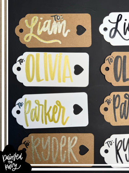 Custom Hand-Written Gift Tags — Personalized Name Tags for Gifts, Stockings & Party Favors