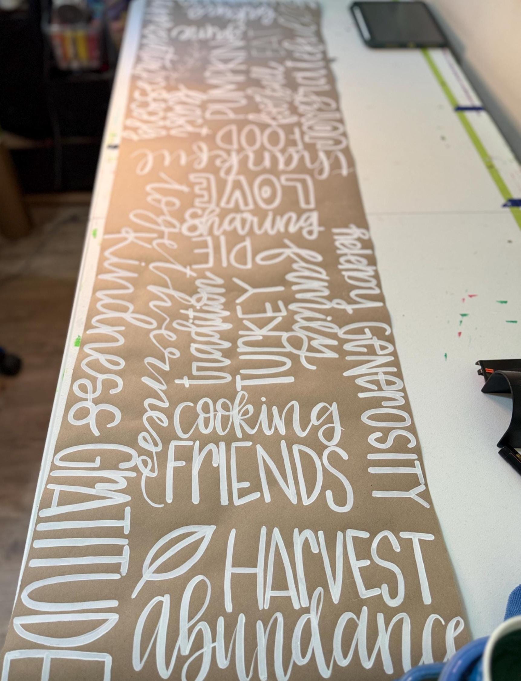 Custom Table Runner Hand Painted — Personalized Event Decor