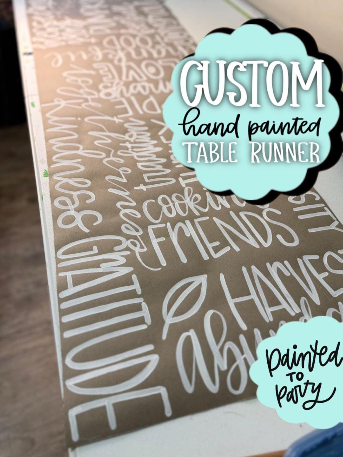 Custom Table Runner Hand Painted — Personalized Event Decor