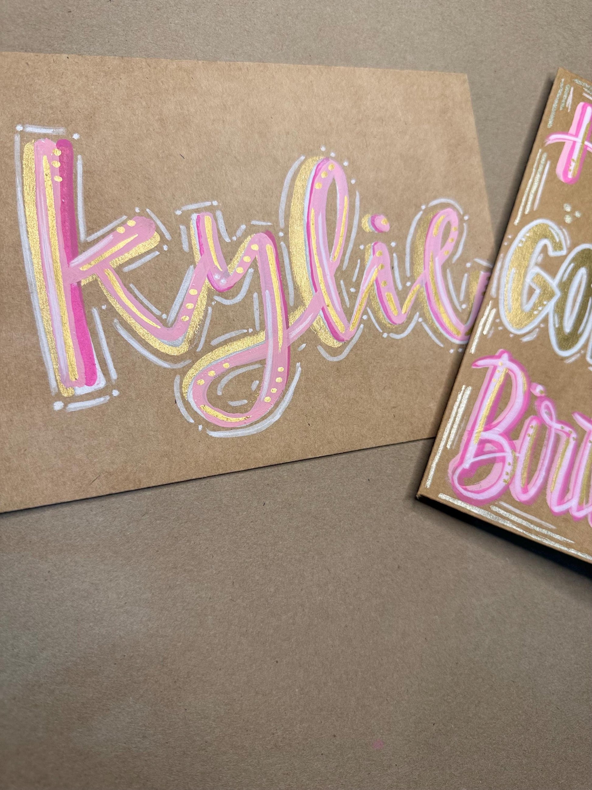 Hand Painted Birthday Card Golden Birthday Personalized with Envelope Blank Inside