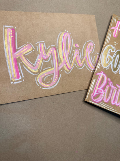 Hand Painted Birthday Card Golden Birthday Personalized with Envelope Blank Inside