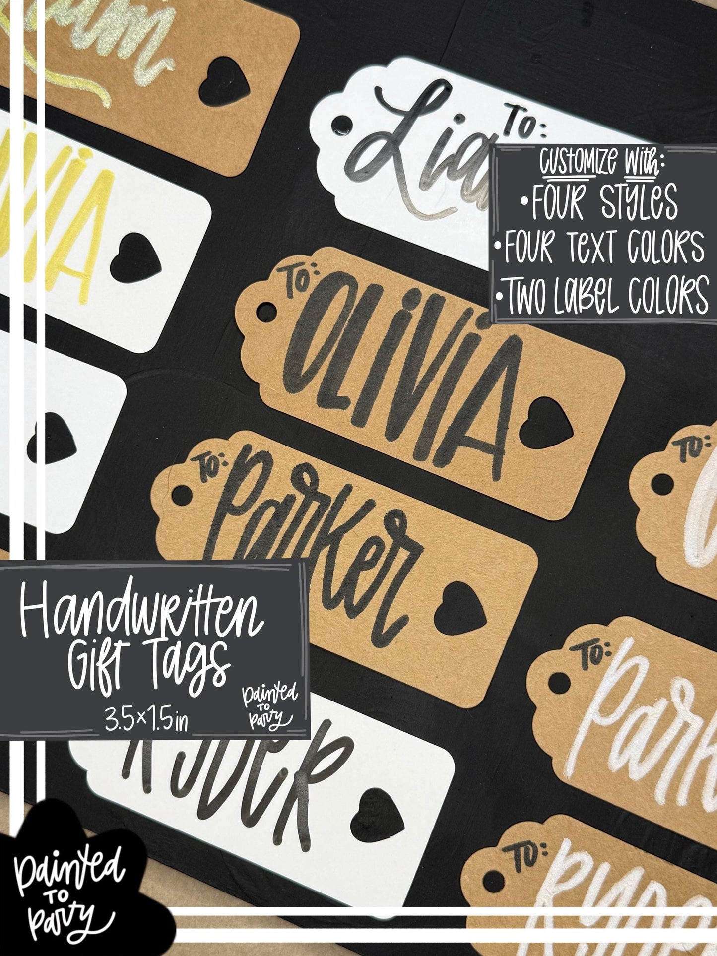 Custom Hand-Written Gift Tags — Personalized Name Tags for Gifts, Stockings & Party Favors