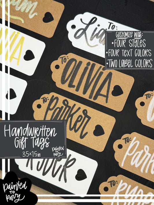 Custom Hand-Written Gift Tags — Personalized Name Tags for Gifts, Stockings & Party Favors