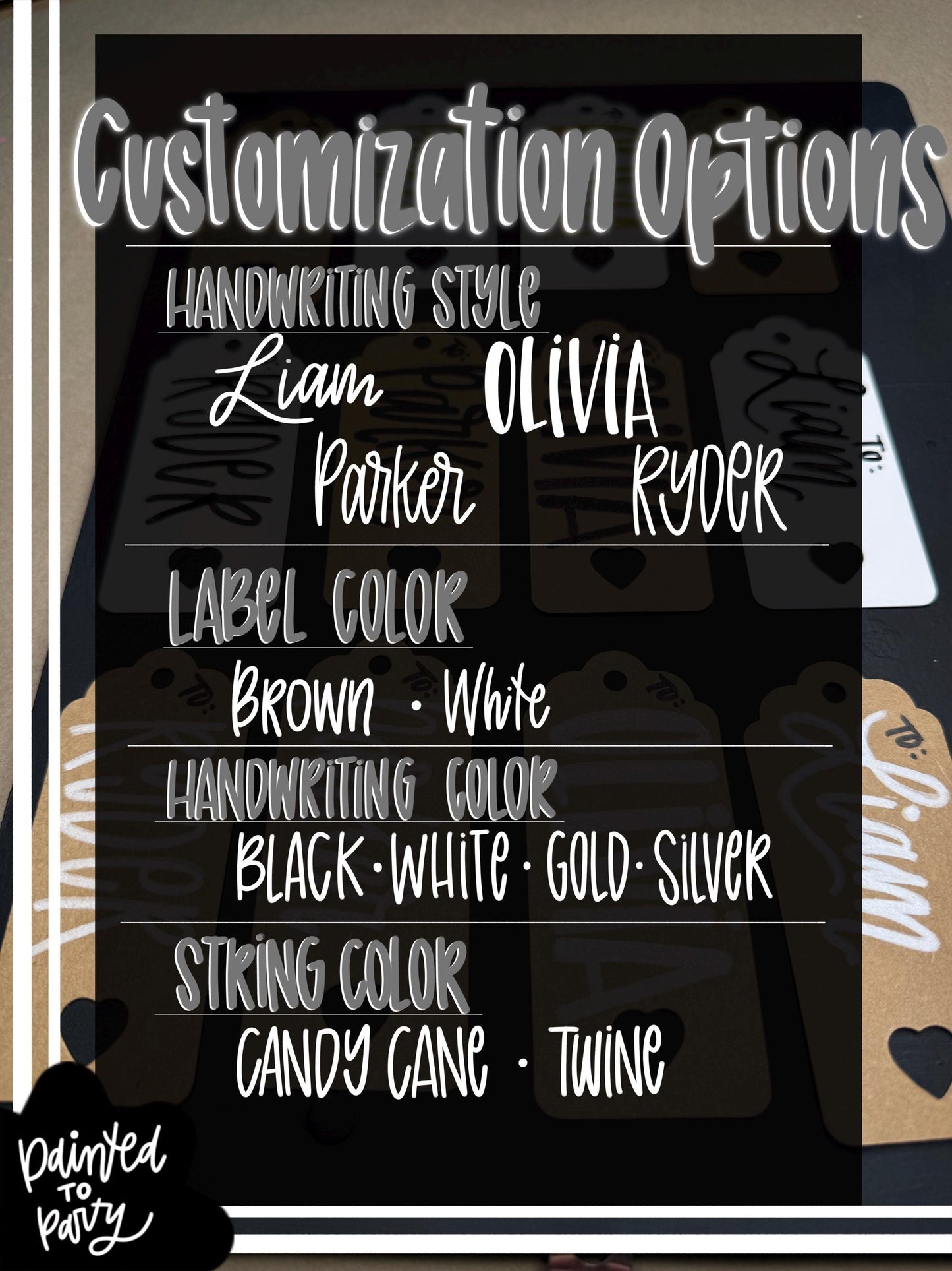 Custom Hand-Written Gift Tags — Personalized Name Tags for Gifts, Stockings & Party Favors