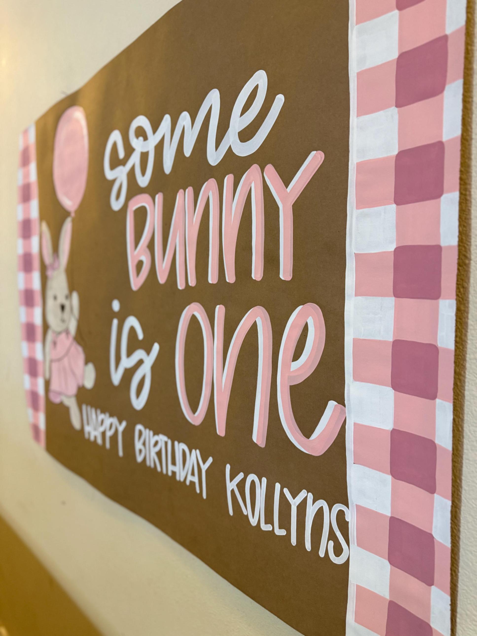 First Birthday Banner Hand Painted Kraft Butcher Paper Sign Personalized Party Decor
