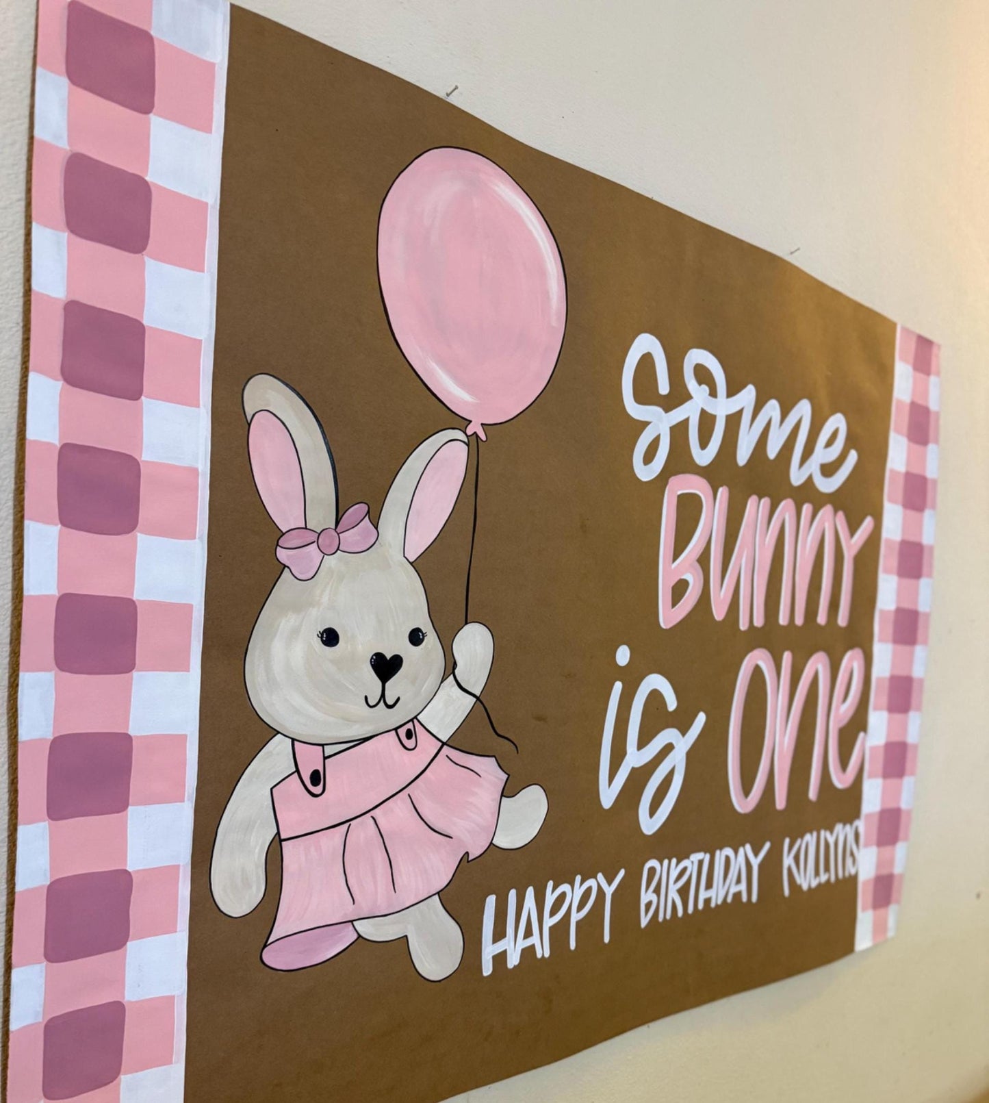 First Birthday Banner Hand Painted Kraft Butcher Paper Sign Personalized Party Decor