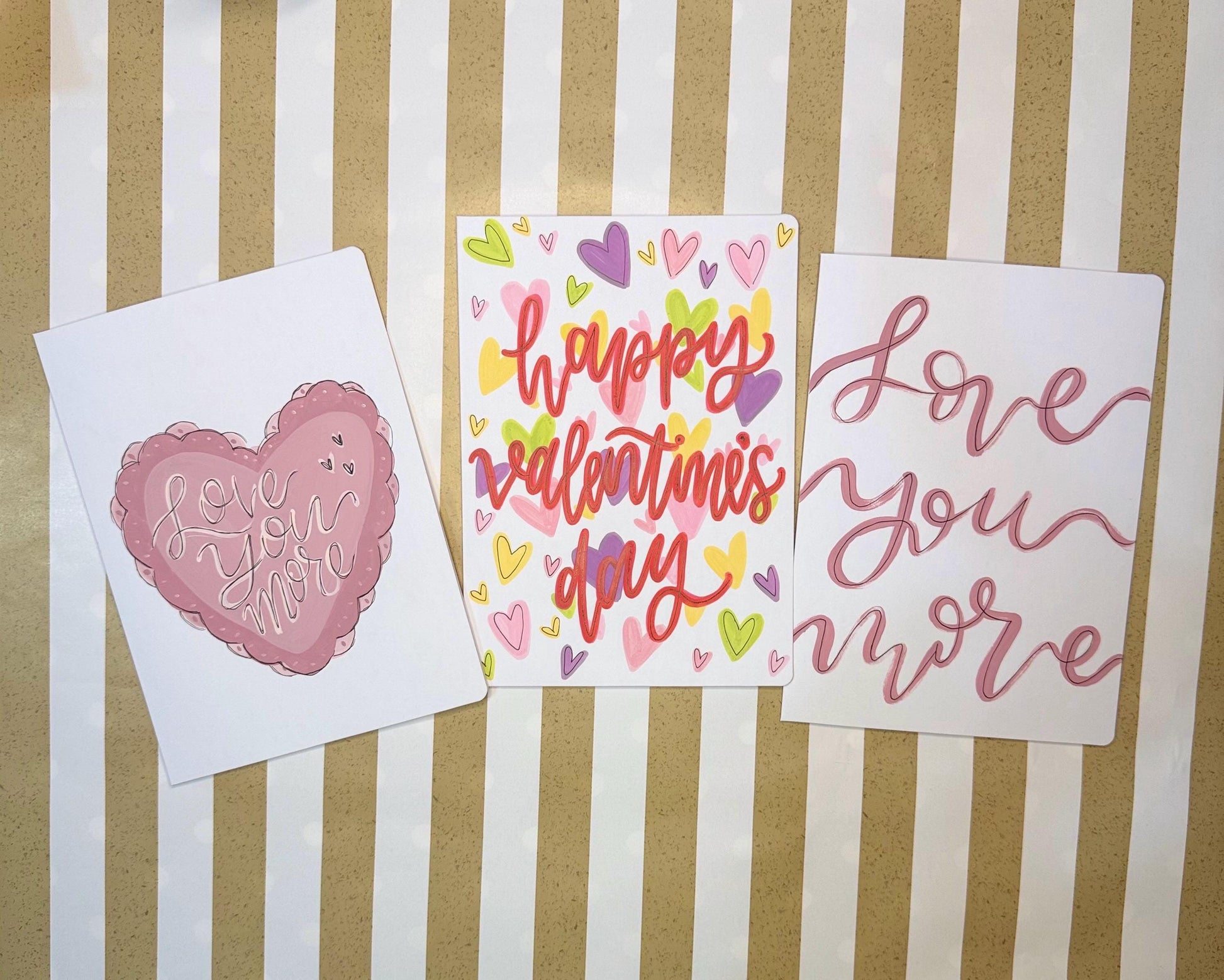 Hand Painted Valentine’s Day Card with Envelope Blank Inside