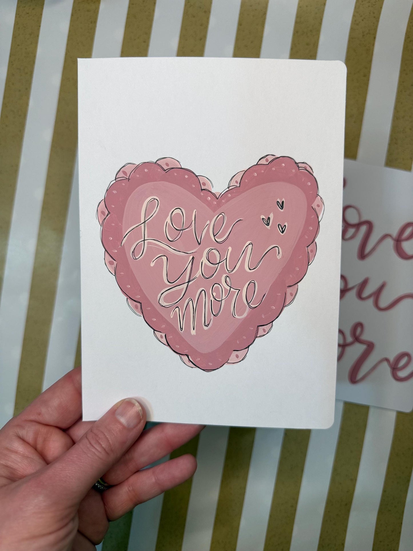 Hand Painted Valentine’s Day Card with Envelope Blank Inside
