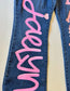 Custom Denim Jeans- Hand Painted Embellishments Rhinestones Pearl Beads Senior School Spirit Sports