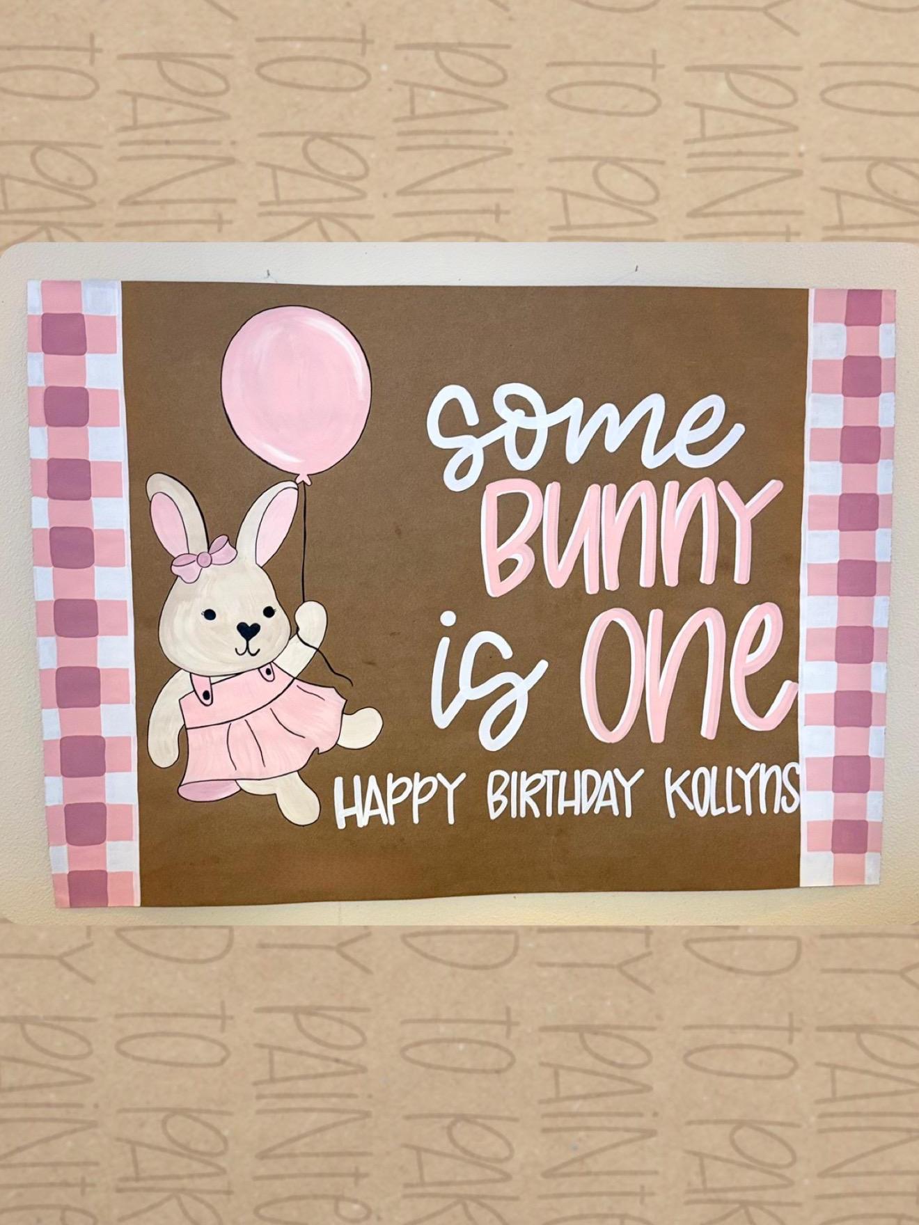First Birthday Banner Hand Painted Kraft Butcher Paper Sign Personalized Party Decor