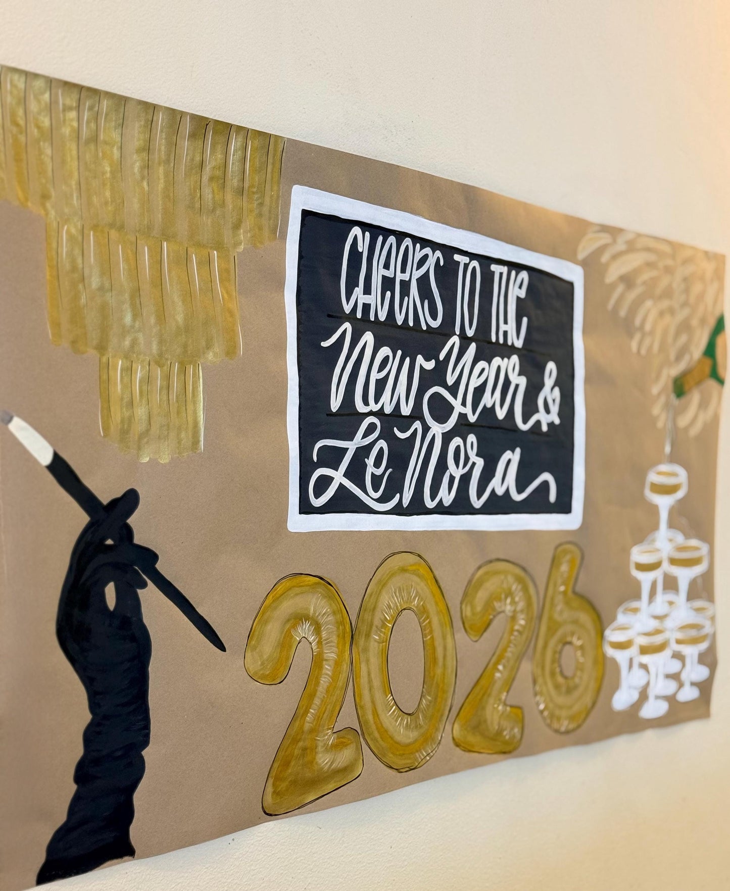 Custom Banner Painted Butcher Kraft Paper Sign Personalized Party Decor Happy Birthday