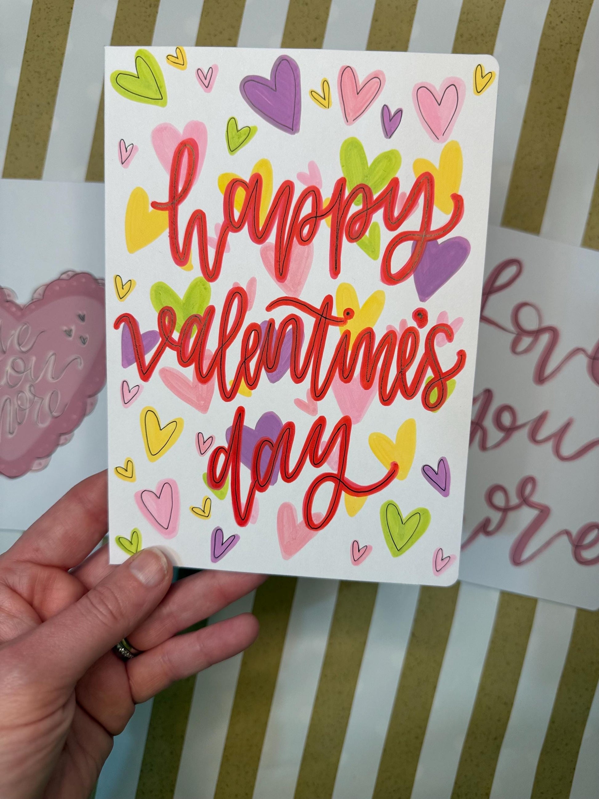 Hand Painted Valentine’s Day Card with Envelope Blank Inside