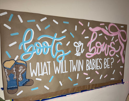 Baby Shower Banner: Custom Party Decor, Kraft Paper Hand Painted