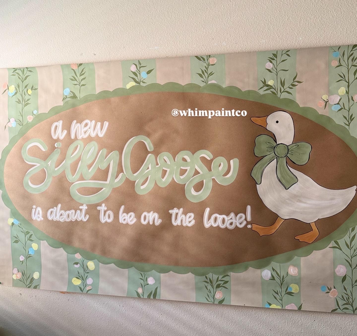 Custom Baby Shower Banner: Hand Painted Kraft Paper Party Decor, Silly Goose