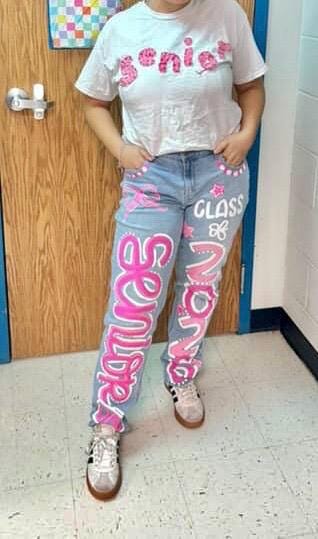Custom Senior Jeans Painted: You provide the jeans School Spirit