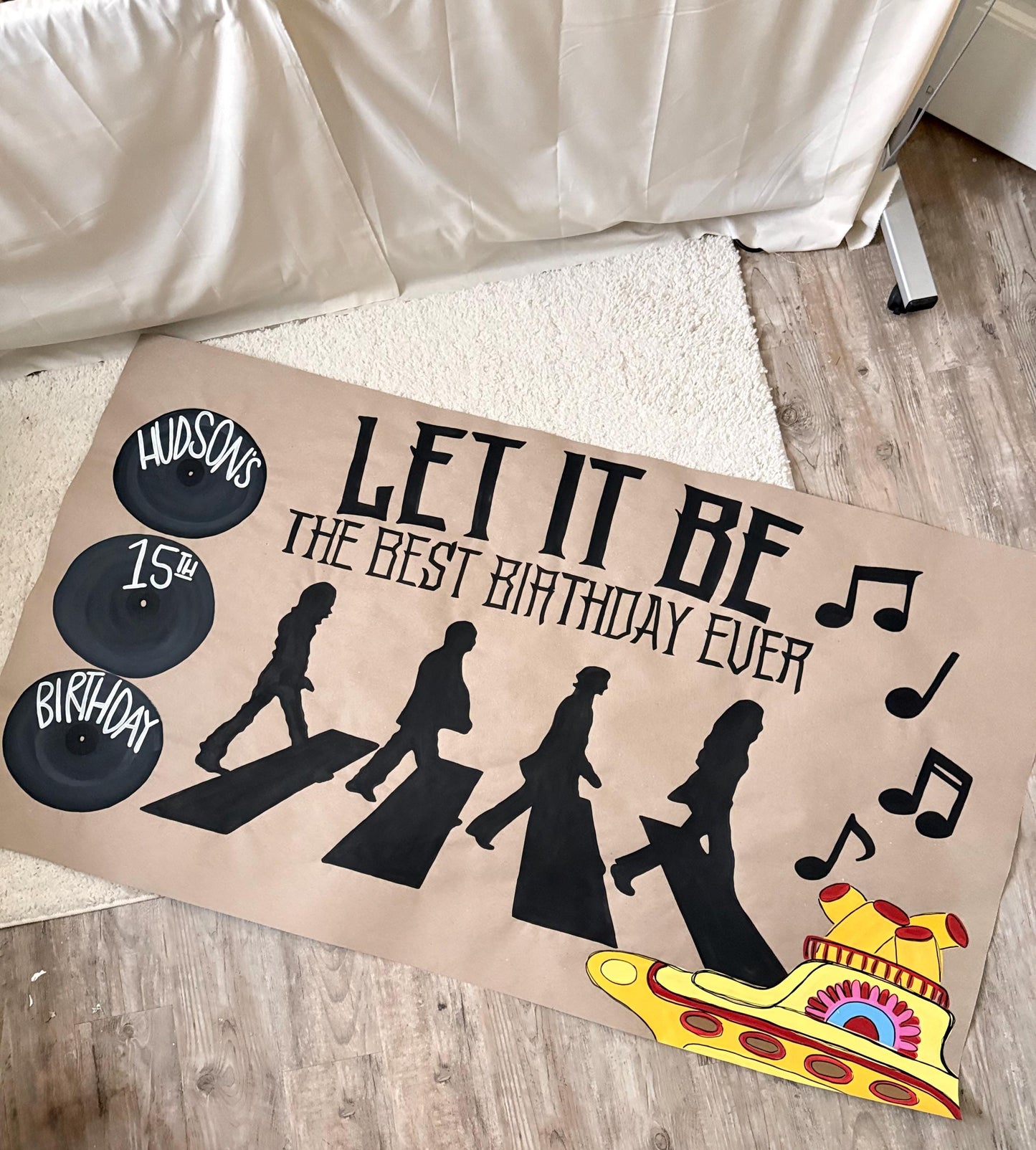 Custom Birthday Banner Painted Thick Paper: Tropical Theme Party Decor