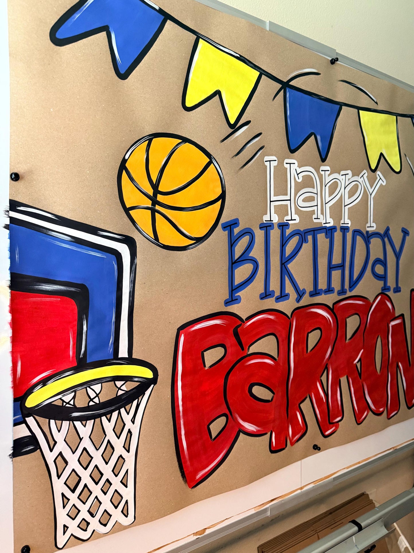 Custom Birthday Banner Painted Thick Paper: Tropical Theme Party Decor