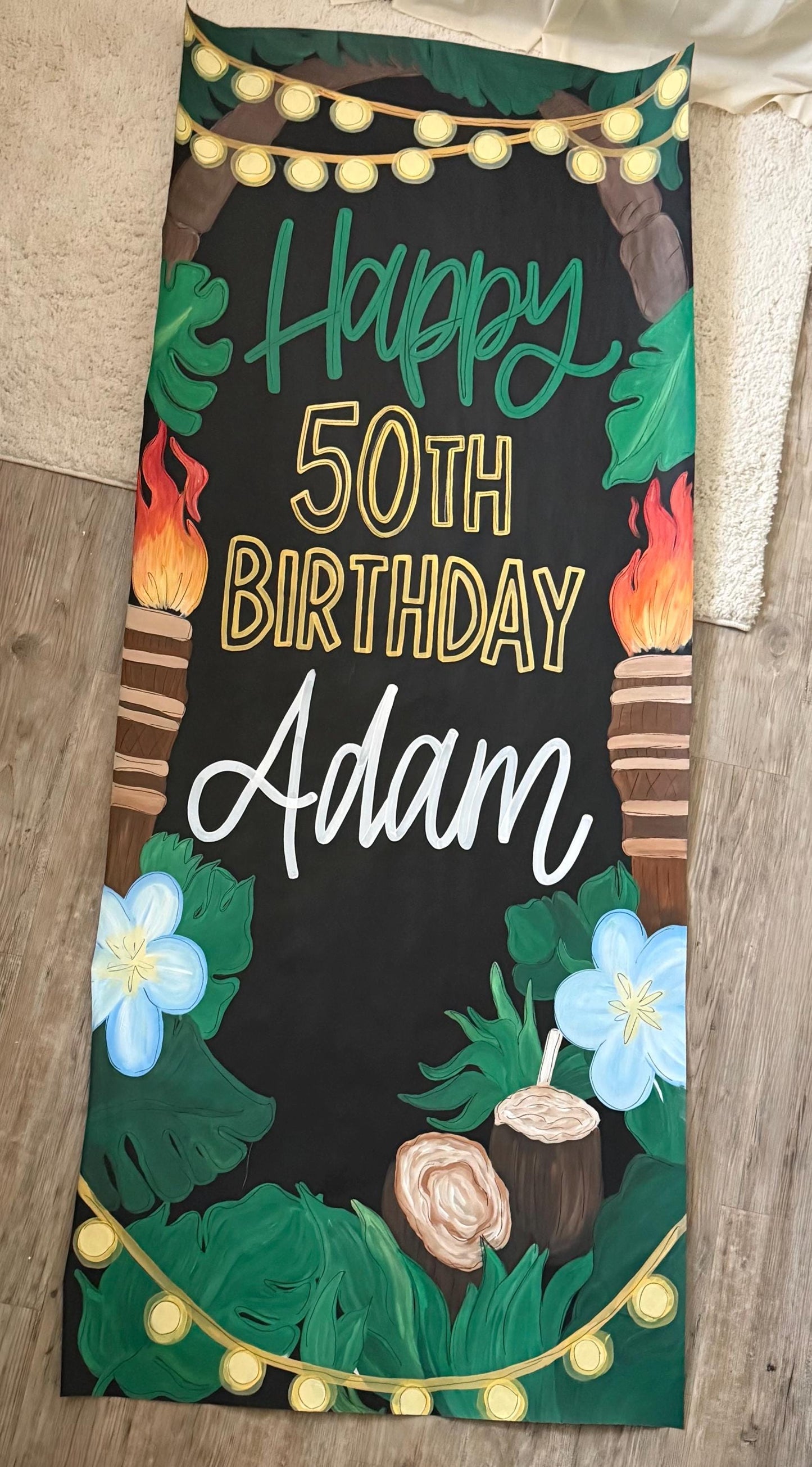 Birthday Banner Custom Hand Painted Kraft Paper Party Decor