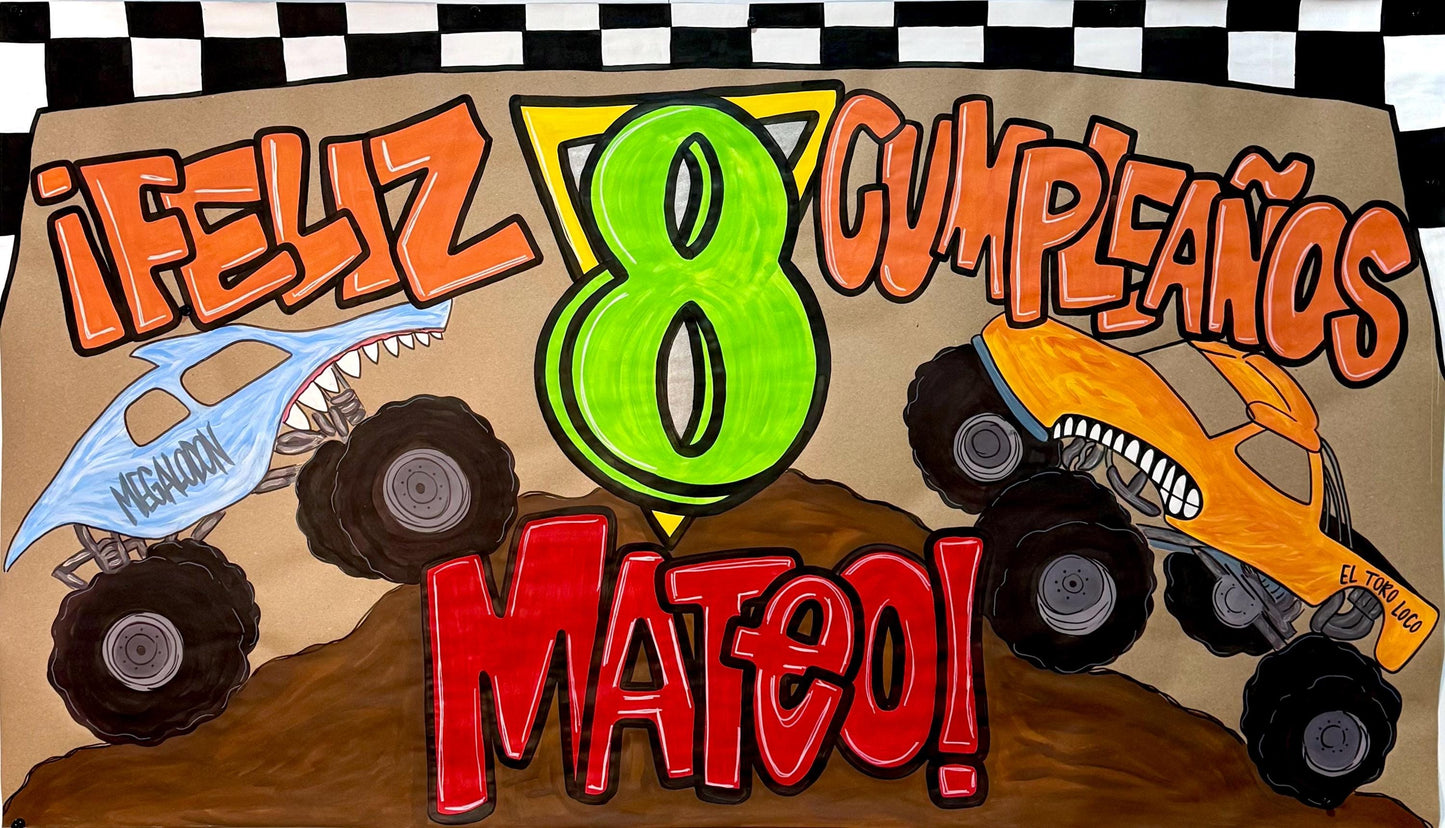 Birthday Banner Custom Hand Painted Kraft Paper Party Decor