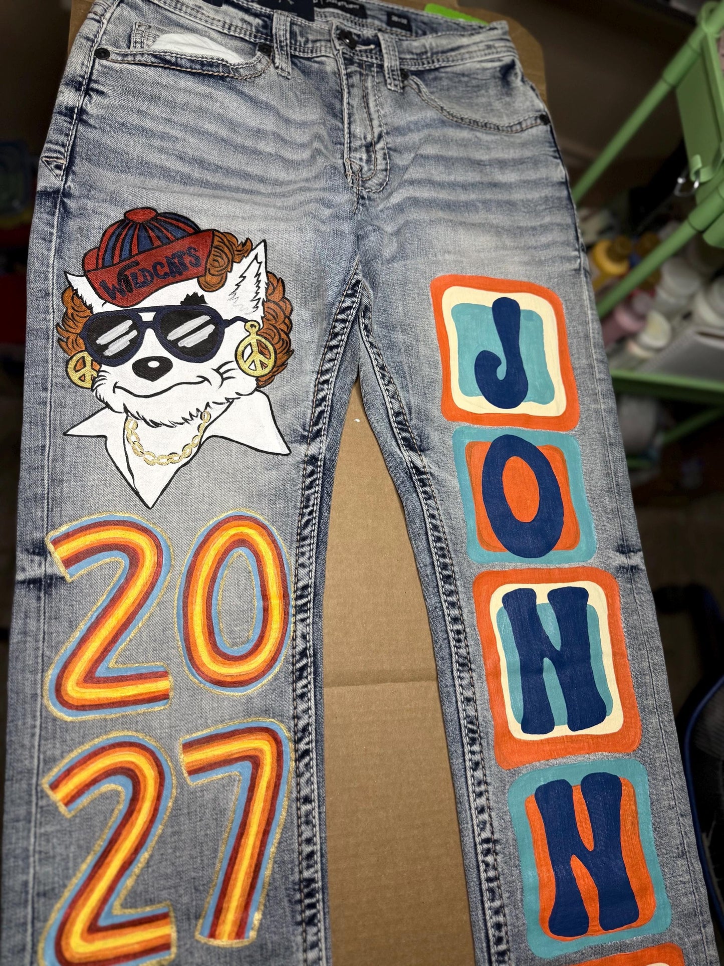 Custom Senior Jeans Painted: You provide the jeans School Spirit