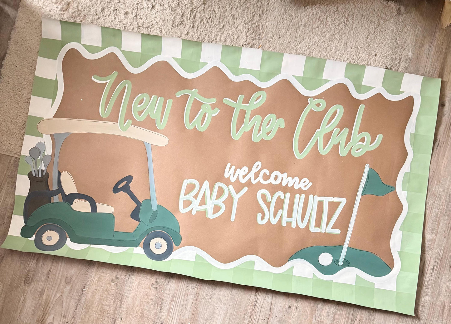Baby Shower Banner Custom: Party Decor, Kraft Paper, Hand Painted